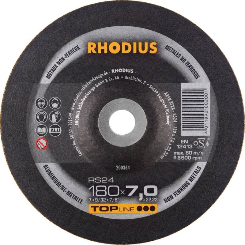 foto del prodotto rhodius 200364 disco per sgrossatura diametro 180 mm foro 22.23 mm acciaio 1 pz.