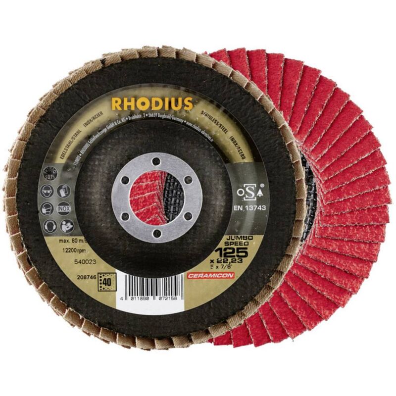 foto del prodotto rhodius 208743 jumbo speed disco con falde diametro 115 mm foro 22.23 mm acciaio inox 1 pz.