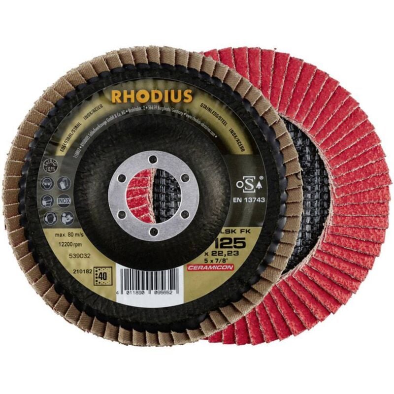 foto del prodotto rhodius 210182 lsk fk disco con falde diametro 125 mm foro 22.23 mm acciaio inox 1 pz.