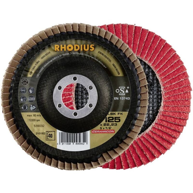 foto del prodotto rhodius 210183 lsk fk disco con falde diametro 125 mm foro 22.23 mm acciaio inox 1 pz.