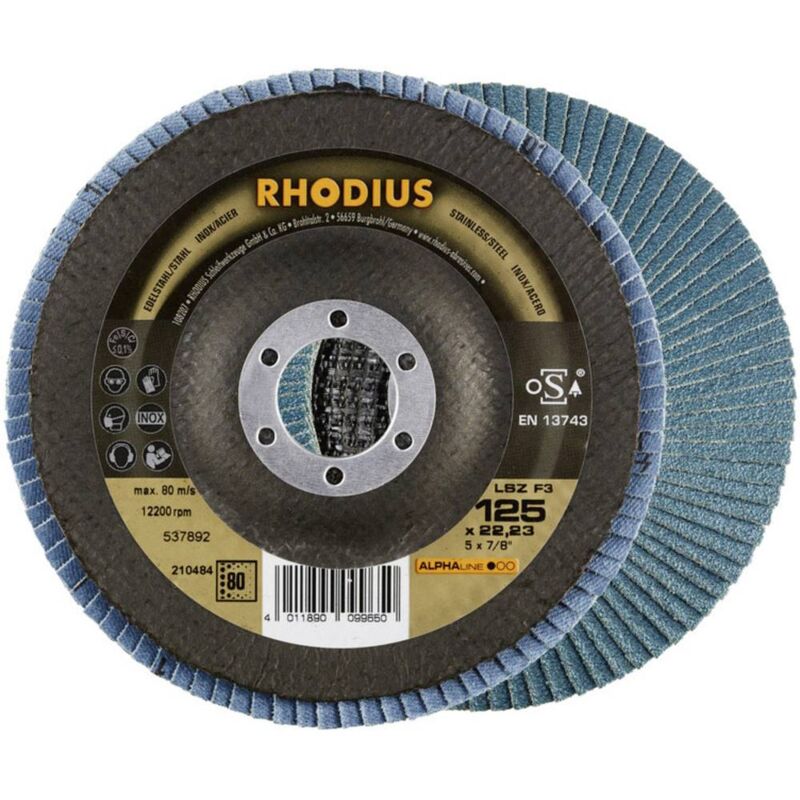 foto del prodotto rhodius 210484 lsz f3 disco con falde diametro 125 mm foro 22.23 mm acciaio inox 1 pz.
