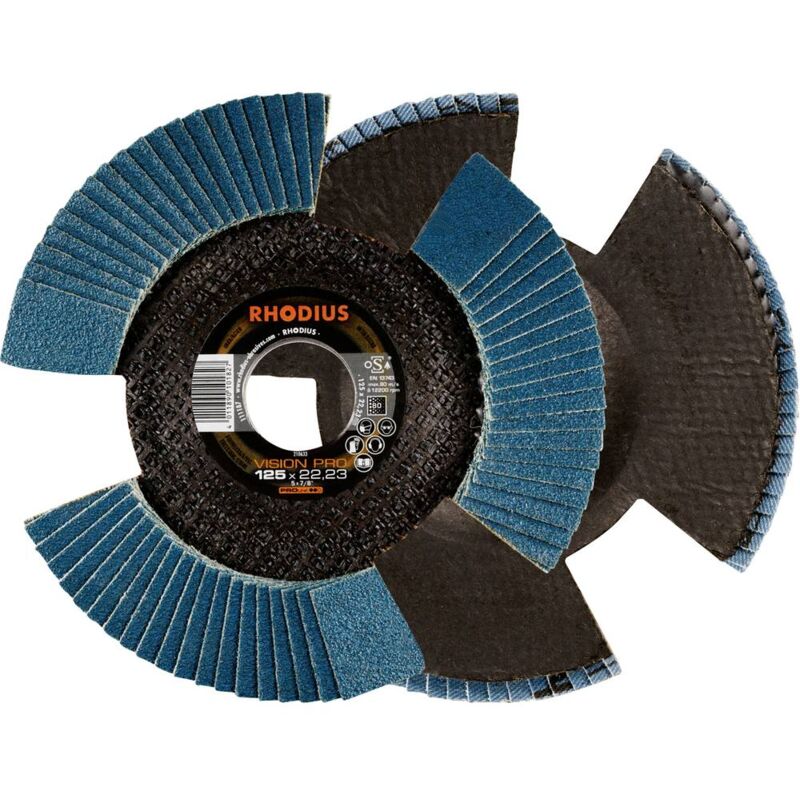 foto del prodotto rhodius 211305 vision pro pack disco con falde diametro 125 mm foro 22.23 mm 5 pz.