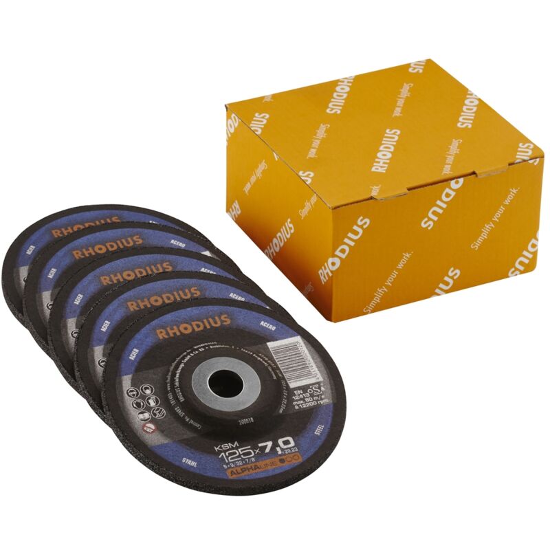 foto del prodotto rhodius confezione da 5 dischi lamellari alphaline lszf3 pack 125 x 22,23 mm grana 40