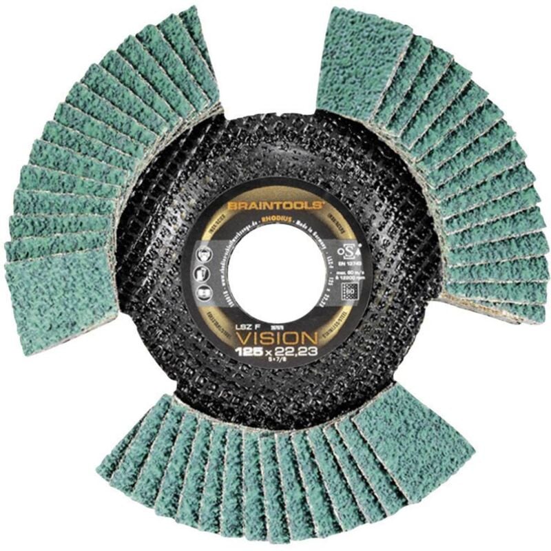 foto del prodotto rhodius dischi abrasivi lamellari lsz f vision 207085 115 mm diametro interno 22,23 mm grana 80