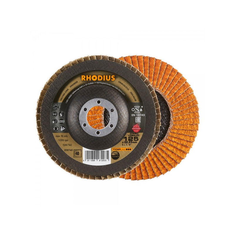 foto del prodotto rhodius dischi lamellari jumbo longlife. in acciaio inox diam. 125x22,23 gr.40