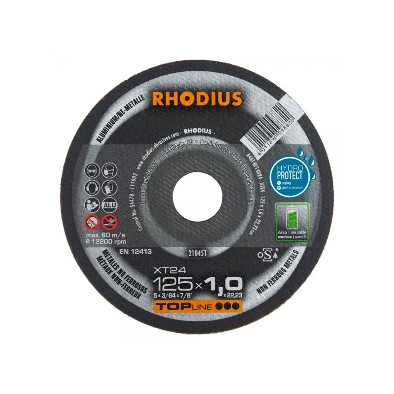 foto del prodotto rhodius disco di taglio xt24 125 x 1,0 millimetri rodio a 50 