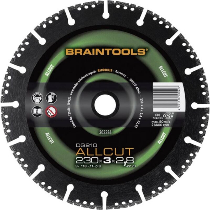 foto del prodotto rhodius disco diamantato dg210 allcut braintools 303388 diametro 125 mm diametro interno 22,23