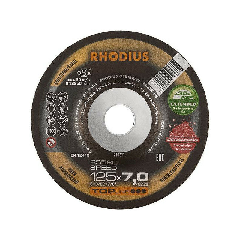 foto del prodotto rhodius rs 580 velocit estesa 115 x 7,0 x 22,23 mm