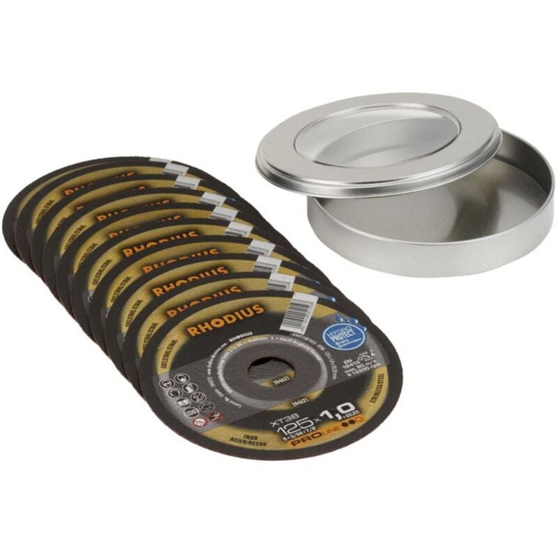 foto del prodotto rhodius xt38 210747 disco di taglio dritto 125 mm 10 pz. acciaio inox, acciaio
