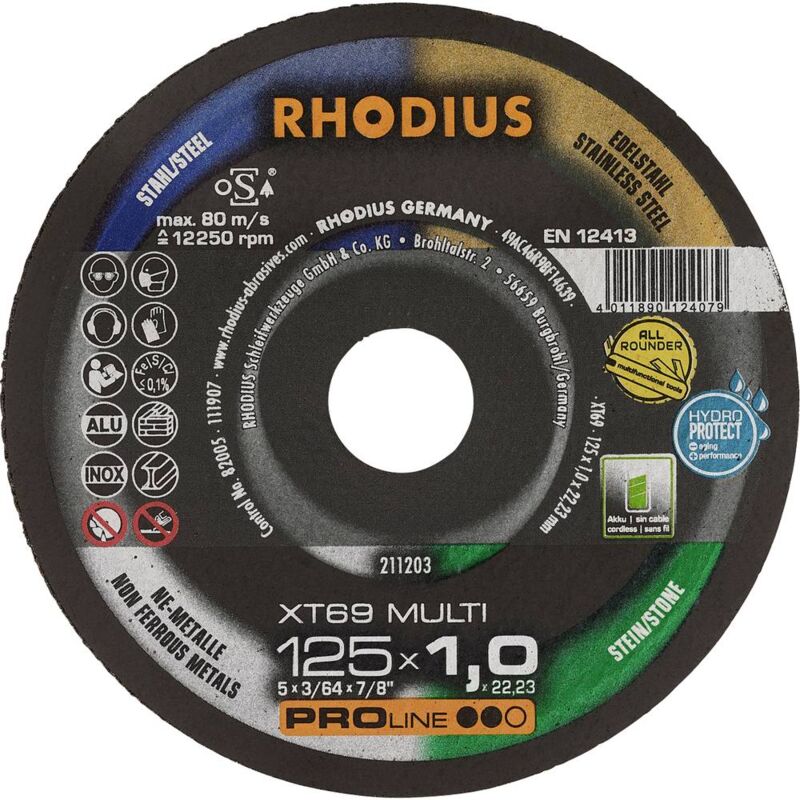 foto del prodotto rhodius xt69 multi box 211211 disco di taglio dritto 125 mm 10 pz.