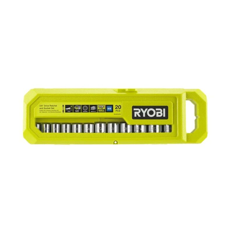 foto del prodotto rhrs20pc set bussole cricchetto 3 8 20 pz 8 22 24 mm ryobi