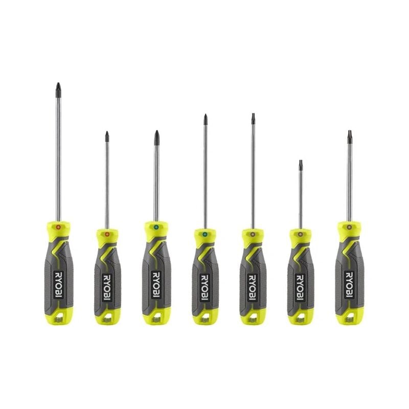 foto del prodotto rhsds7pc set giraviti magnetici punte magnetiche antiscivolo 7 pezzi ryobi