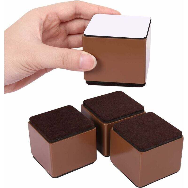foto del prodotto rialzi per mobili da 5 cm, rialzi per letto da 6 cm, possono sollevare di 5 cm divano, letto e armadio, quadrati marrone