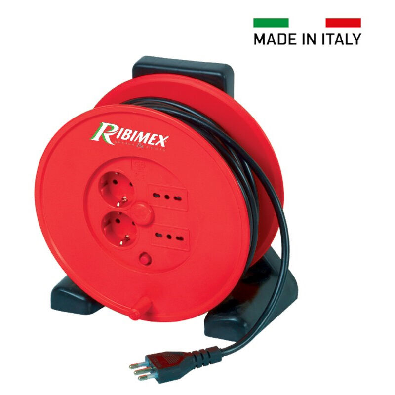 foto del prodotto ribimex avvolgicavo elettrico cavo 20mt prolunga avvolgibile 4 prese 3100w