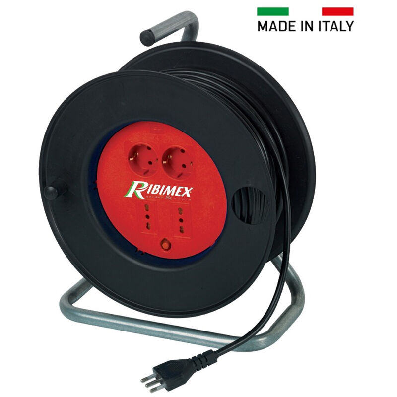 foto del prodotto ribimex avvolgicavo elettrico cavo 40mt prolunga avvolgibile 4 prese 3100w