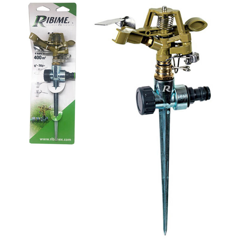 foto del prodotto ribimex irrigatore a battente su picchetto metallico .