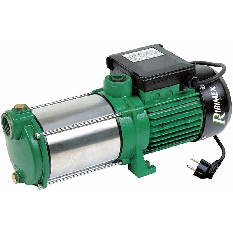 foto del prodotto ribimex pompa di superficie autoadescante multicellulare 5 turbine, 1450 w, portata 5400 l h, prevalenza 55 m, aspirazione fino a 7 m, corpo in inox,