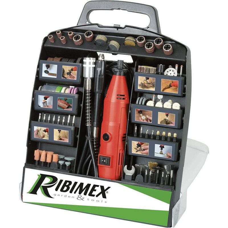 foto del prodotto ribimex promkit301 kit mini trapano in valigetta, 300 pezzi, per modellismo