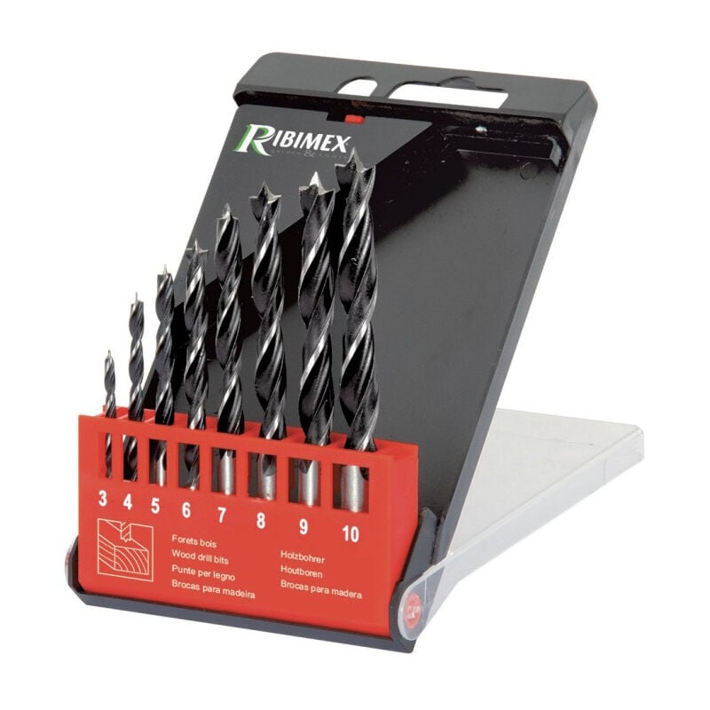 foto del prodotto ribimex punte per legno set 8pz rettificate elicoidali trapano 3, 4, 5, 6, 7, 8, 9, 1mm