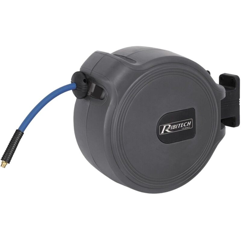 foto del prodotto ribitech avvolgitubo automatico aria compressa 15 m fissaggio a muro tubo pvc