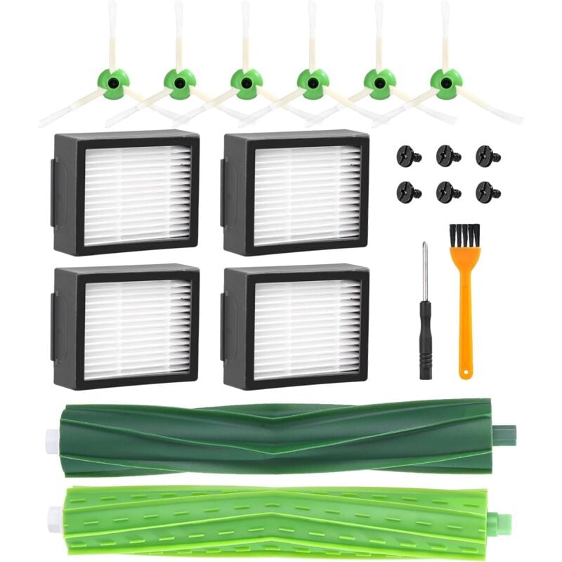 foto del prodotto ricambi per aspirapolvere irobot roomba i7 i7 i3 i3 i4 i4 i6 i6 j7 j7 i8 i8 e5 e6, accessori spazzola di ricambio per roomba, 4 filtri, 6
