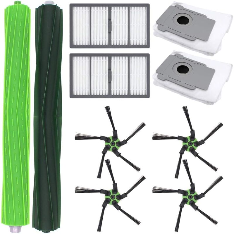 foto del prodotto ricambi per robot aspirapolvere irobot roomba s9 9150 s9 s9 plus 9550 2 filtri, 4 spazzole laterali, 2 sacchetti, 1 set di spazzole in gomma