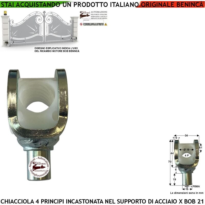 foto del prodotto ricambio del bob21 chiocciola di traino per vite senza fine a 4 principi incastonata sulla forcella di acciaio zincata codice beninc 9686873 foro da