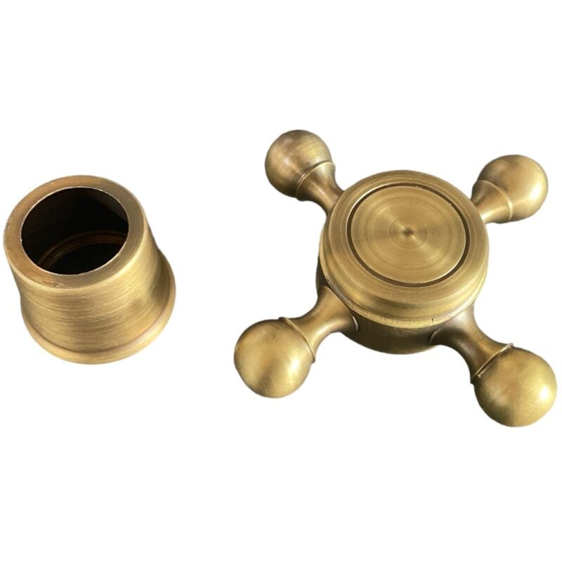 foto del prodotto ricambio maniglia vintage a stella per rubinetto bronzata, completa