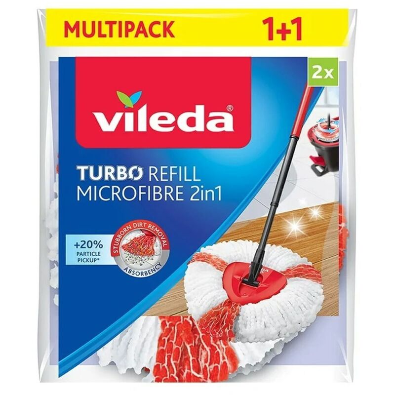 foto del prodotto ricambio mocio per pavimenti vileda turbo 2in1 microfibra poliammide poliestere 2 unit 
