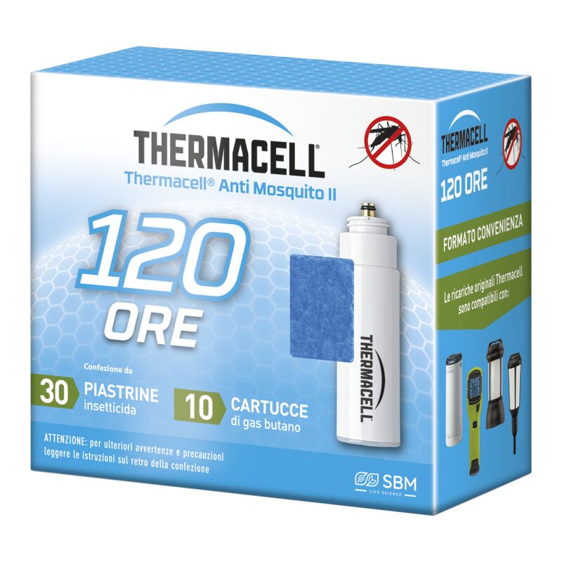 foto del prodotto ricarica 120 ore 10cartucce gas butano 30piastrine thermacell