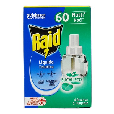 foto del prodotto ricarica liquida antizanzare raid 60 notti eucalipto