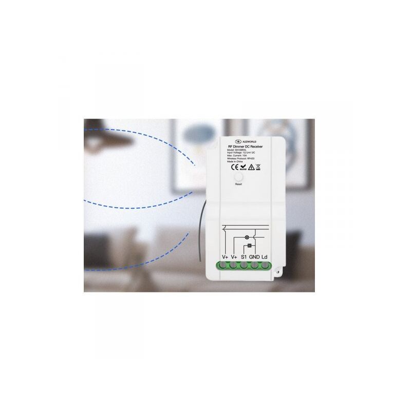 foto del prodotto ricevitore rf dc led dimmer senza fili 12v 24v 10a ingresso radio frequenza e pulsante no