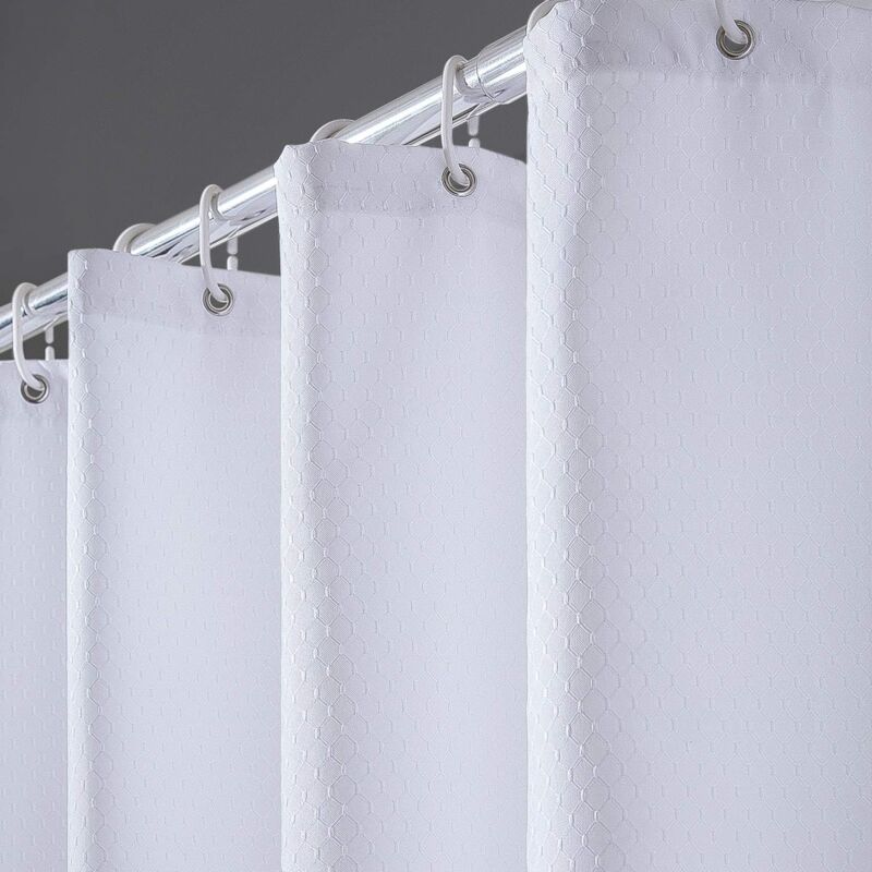 foto del prodotto rideau de douche gaufre anti moisissure, rideaux baigbiancoe lavable pais tissu polyester imperm able bianco 80x200cm