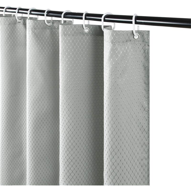 foto del prodotto rideau de douche gaufre anti moisissure, rideaux baiggrigio chiaroe lavable pais tissu polyester imperm able grigio chiaro - 180x200cm