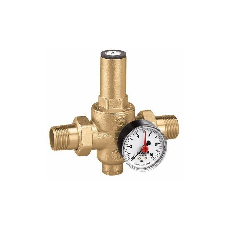 foto del prodotto riduttore di pressione con cartuccia estraibile caleffi 5360 3 4 con manometro 0 10 bar.