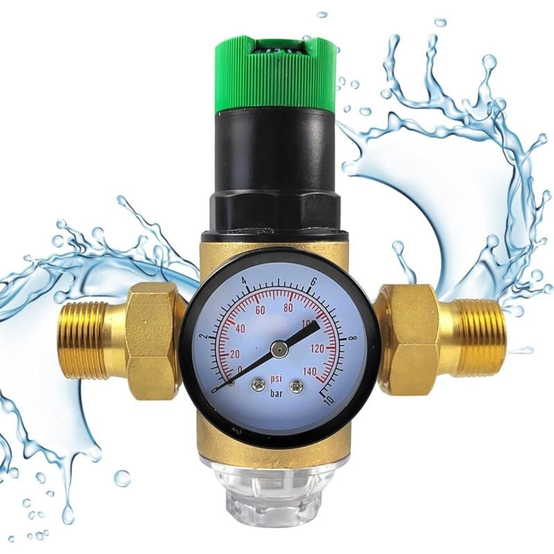 foto del prodotto riduttore di pressione dell acqua regolabile da 3 4 di pollice, limitatore di pressione in ottone spesso dn 20, riduttore di pressione dell acqua con