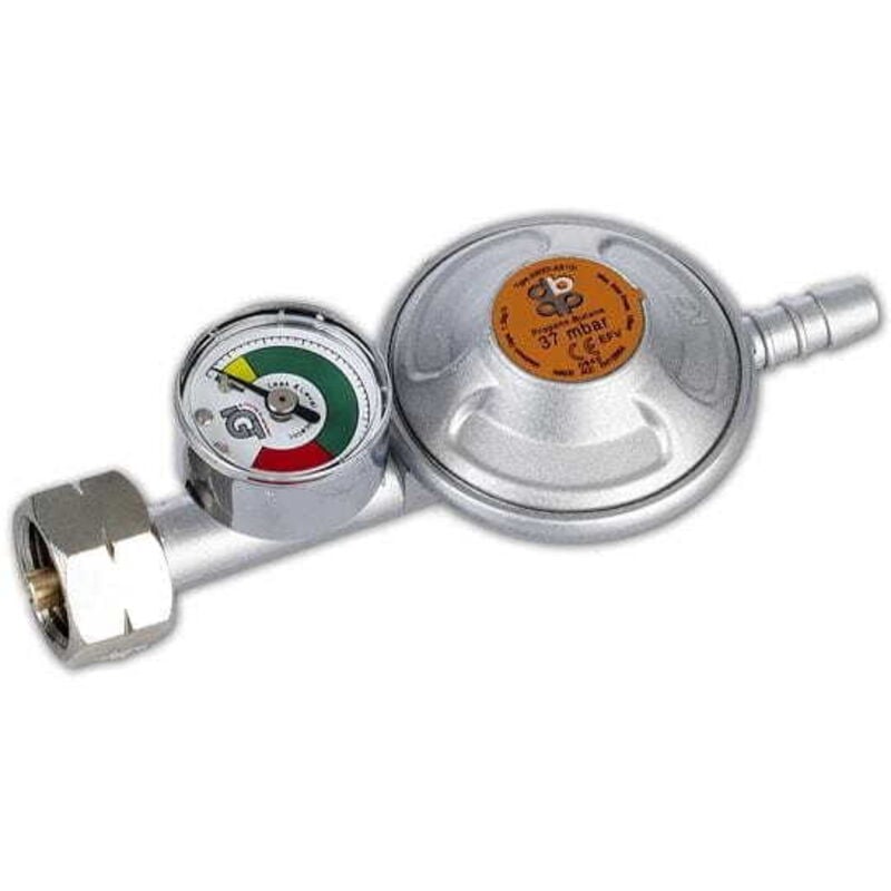 foto del prodotto riduttore gas 37mbar 1,5kg h con valvola di sicurezza e manometro bradas