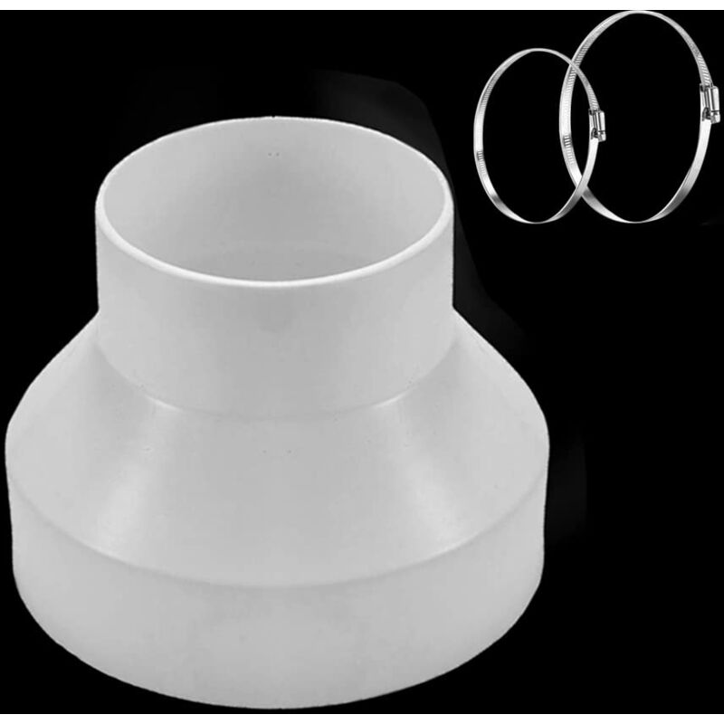 foto del prodotto riduttore per condotto da 150 mm a 100 mm in abs con 2 morsetti in acciaio inossidabile adattatore universale per tubo di ventilazione connettore
