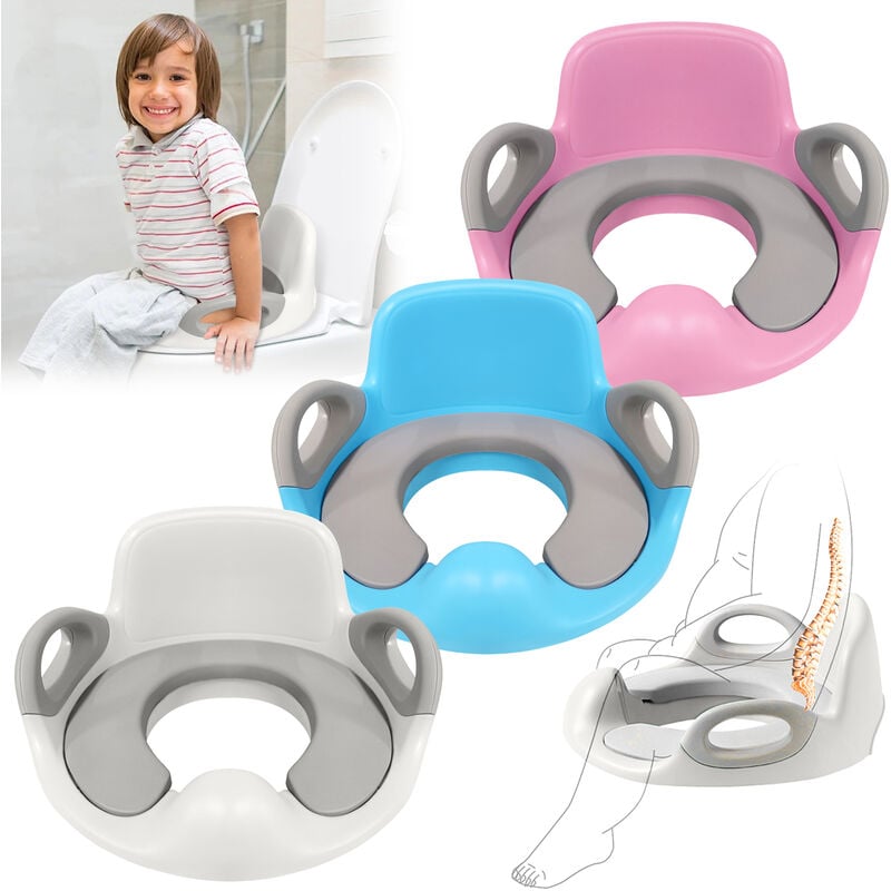 foto del prodotto riduttori per wc sedile per wc per bambini, in poliuretano, antiscivolo, con manico e paraspruzzi, colore blu hengmei