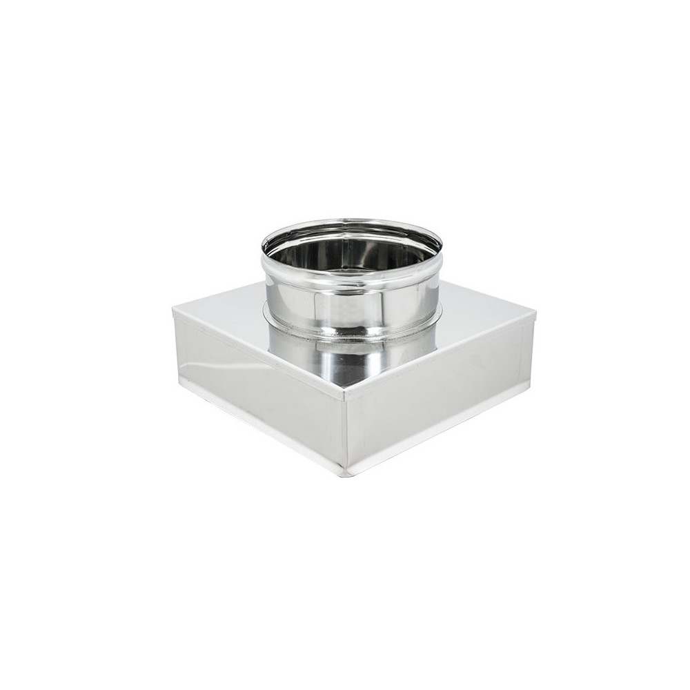 foto del prodotto riduzione inox aisi 304 da base quadra 200x200mm a tonda f variabile, diametro 180mm