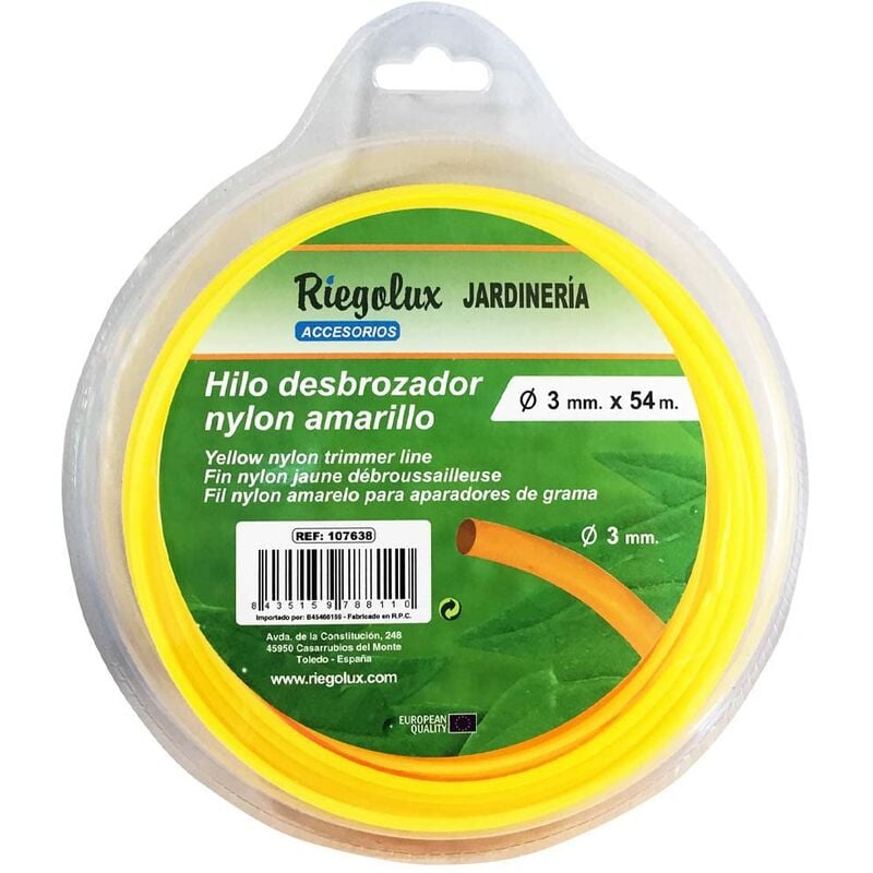 foto del prodotto riegolux 107638 decespugliatore rotondo in nylon, giallo, 3 mm x 54 m