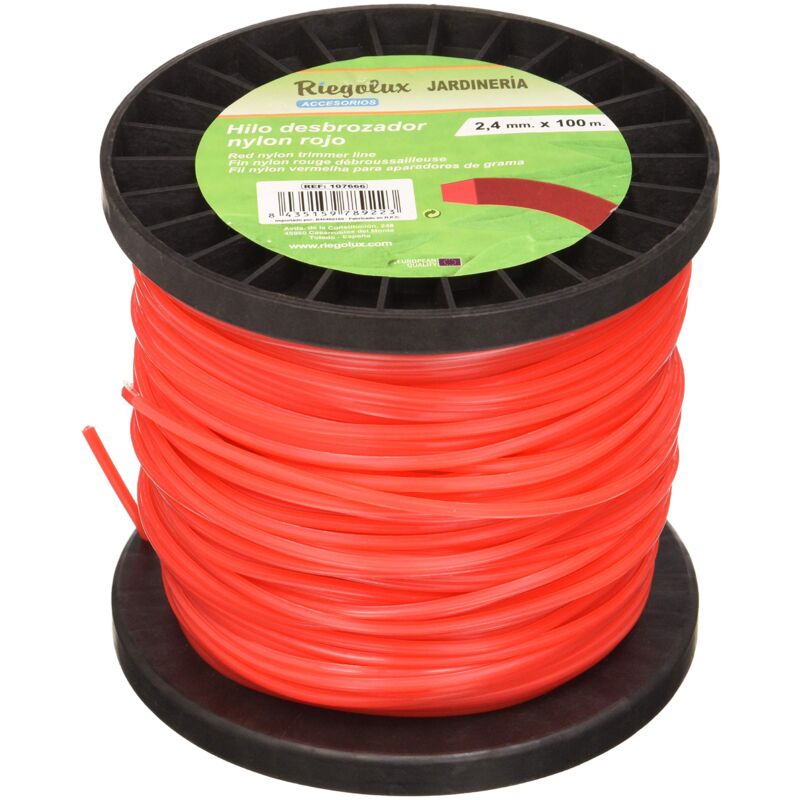 foto del prodotto riegolux 107666 filo decespugliatore nylon quadrato, rosso, 2.4 mm x 100 m