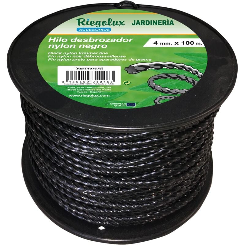 foto del prodotto riegolux filo decespugliatore nylon elicoidale, nero, 4 mm x 100 m, filo decespugliatore per disco decespugliatore, filo di nylon decespugliatore