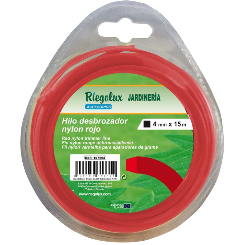 foto del prodotto riegolux filo per decespugliatore quadrato in nylon, giallo, 4 mm x 15 m, 107668