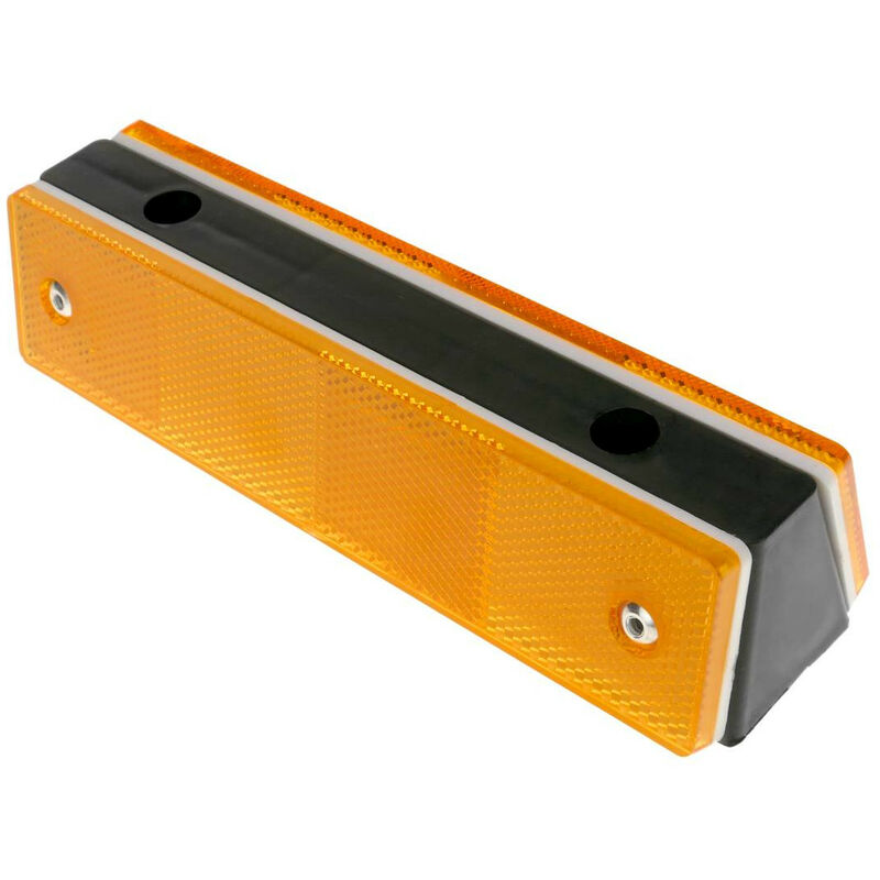 foto del prodotto riflettore catarifrangente arancione da parete doppia in plastica nera 180x50x40mm