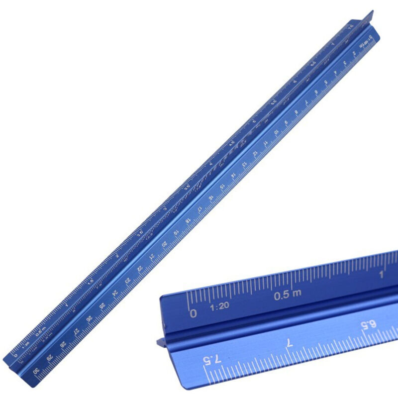 foto del prodotto righelli in alluminio righello triangolare scala triangolare 1 2,5, 1 5, 1 10, 1 20, 1 50, 1 100 incisione laser - bebusingoto