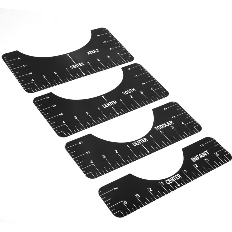 foto del prodotto righelli per l'allineamento delle magliette con guida centrale per il design, strumento di allineamento per magliette con righello per l'allineamento