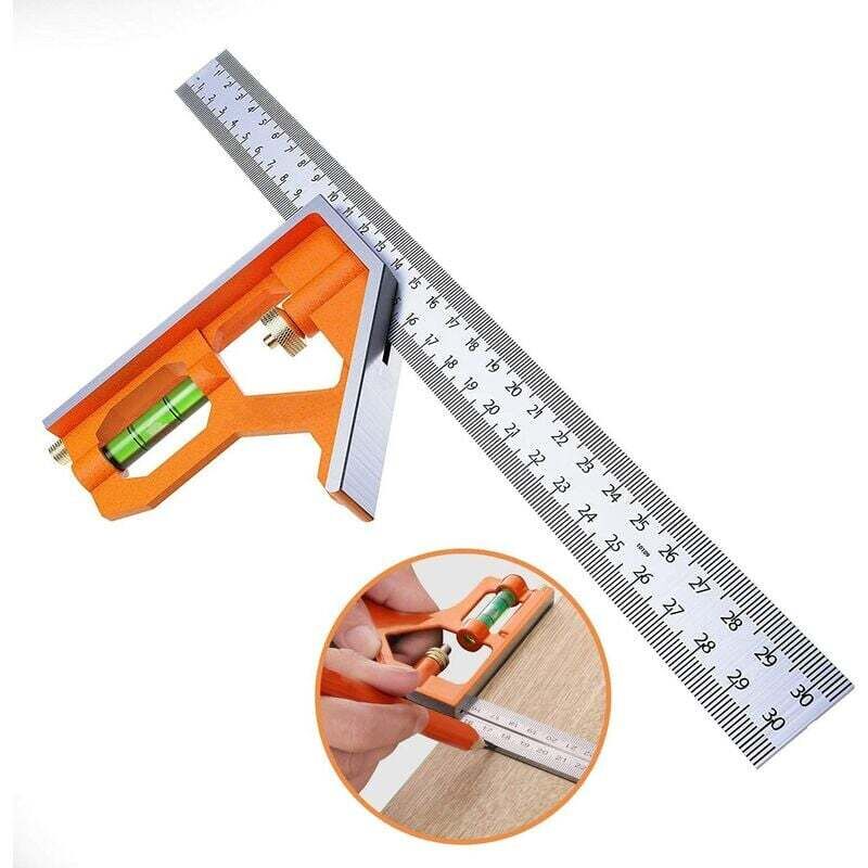 foto del prodotto righello angolare combinato righello di posizionamento quadrato dominato da 300 mm in acciaio inossidabile con livella a bolla strumento da