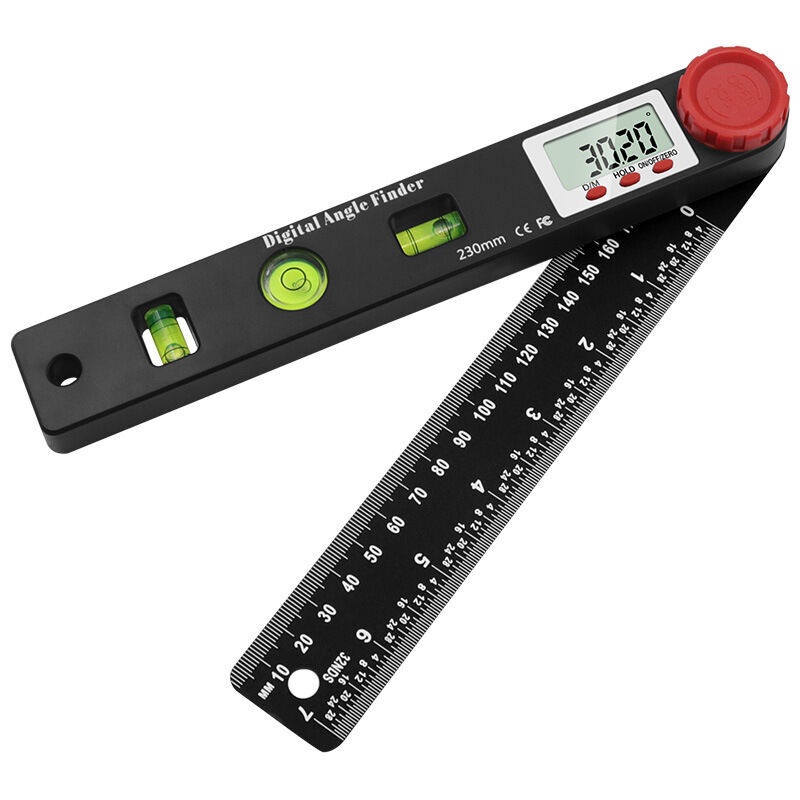 foto del prodotto righello angolare digitale, goniometro, livella a bolla, goniometro digitale, 230 mm, 360 , indicatori di angolo con bolla di livello orizzontale e