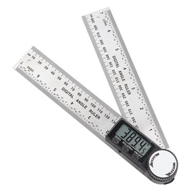 foto del prodotto righello angolare digitale, goniometro, lunghezza 200 mm e misurazione dell angolo in acciaio inossidabile con supporto, zero e ampio display lcd,